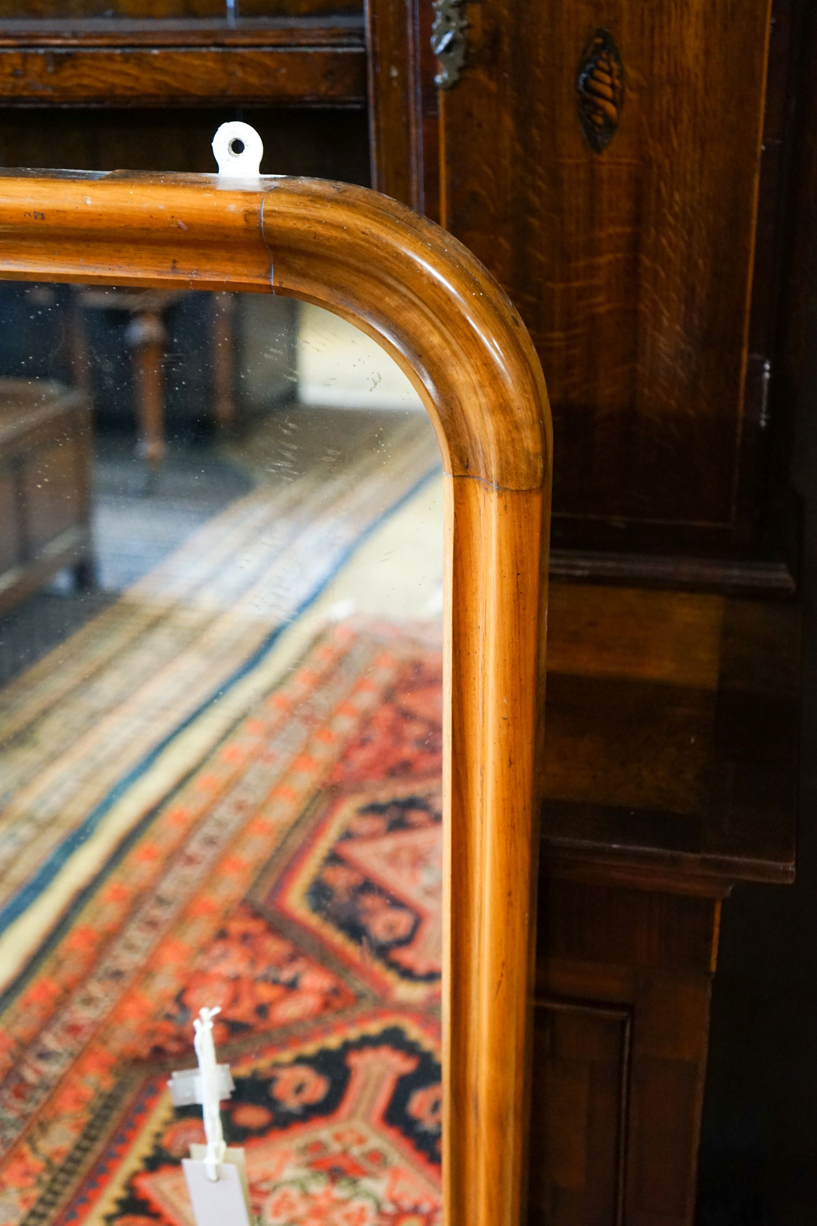 A Victorian pale mahogany overmantel mirror, width 134cm, height 114cm